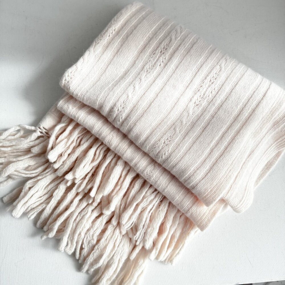 Vintage Jeanne Pierre Blush Pink Lambswool Angora Blend Large Long Scarf - Picture 8 of 11